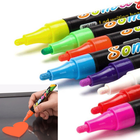 Our chalk markers have premium rich colors that will make any project stand out! The chalk ink dries quickly and will not smudge as long as you don’t wipe it with water. The opaque ink also allows for easy blending of 2 or more colors. Included colors are: White, Red, Yellow, Green, Pink, Purple, Blue, Orange.