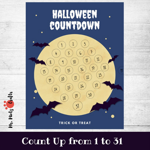 How many days until Halloween? Let the kids countdown the days with this printable Halloween calendar!