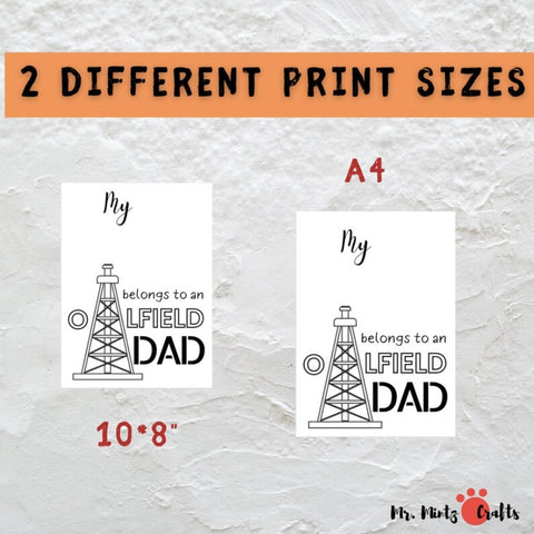 A colorful handmade card with a Father's Day theme, featuring a white background. The card exudes a warm, personalized touch meant to celebrate and honor a father working in the oilfield industry.