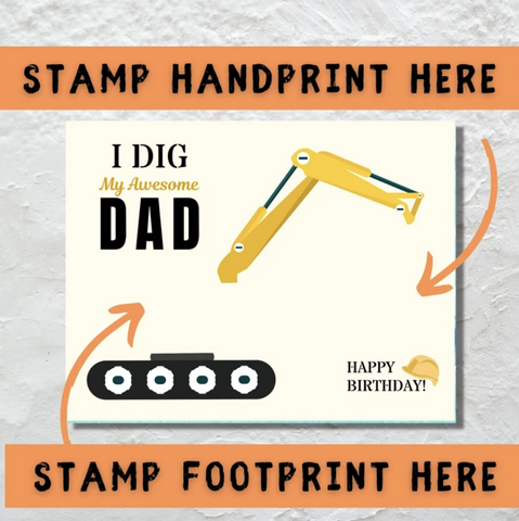 Celebrate your construction-loving dad's birthday with our handprint craft that says, I dig my awesome dad! This personalized gift is a heartfelt way to show your appreciation. Perfect for construction-themed birthdays, it promotes creativity and captures cherished memories.