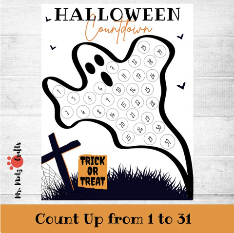 How many days until Halloween? Let the kids countdown the days with this printable Halloween ghost calendar!