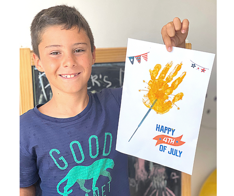 Sparkler Handprint Art | Handprint Art 4th of July Independence Day USA America American Firework Craft | Fourth of July Handprint Art Card