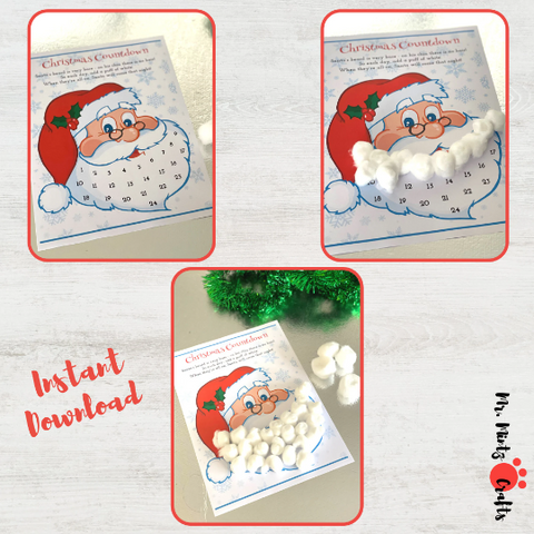 Countdown to Christmas with this fun and easy Santa Beard! Add a cotton ball each day until you fill Santa's beard!