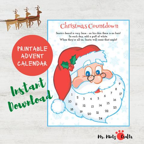 Countdown to Christmas with this fun and easy Santa Beard! Add a cotton ball each day until you fill Santa's beard!