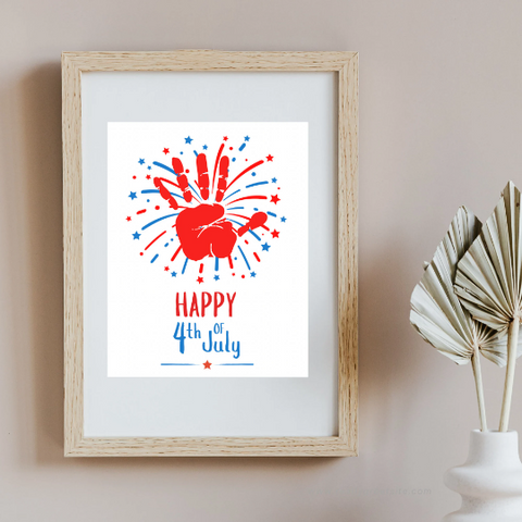 Let your little ones create their own 4th of july fireworks display using their handprints as a base. 