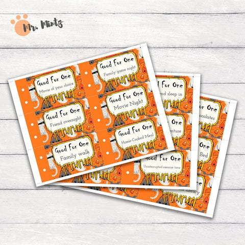 These cute coupon books allow you to create the perfect gift, customized by you for each recipient. Download this Halloween coupon book and get 24 unique pre-filled coupons as well as 6 blank ones for custom coupons. Happy Halloween!!!