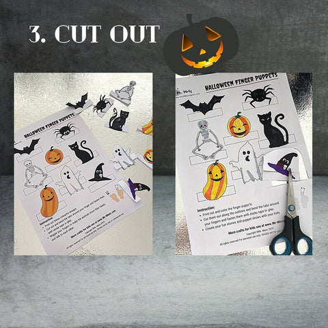 Make these Halloween Finger Puppets including Jack’O Lanterns, skeleton, bat, black cat, witch hat, ghost. You will be able to make these simple crafts with these printable templates.