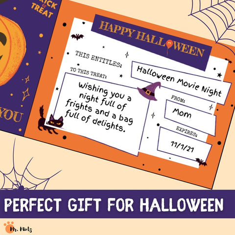 These gift certificates can be given to friends at a Halloween party or given out to trick-or-treaters in lieu of unhealthy sweet treats.