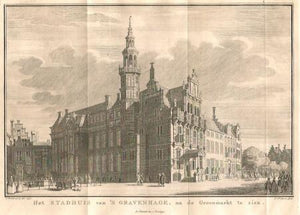 DEN HAAG Stadhuis en Groenmarkt - I Tirion - 1745