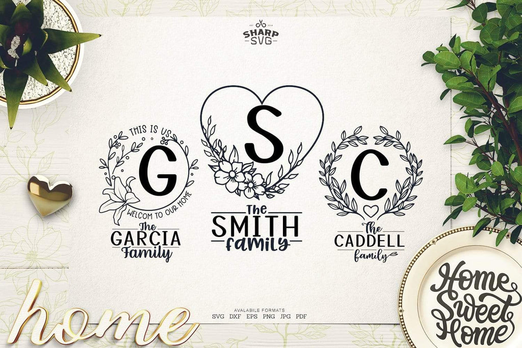 Download Family Monogram Wreath Svg Family Sign Svg Making Family Svg Files Sharpsvg