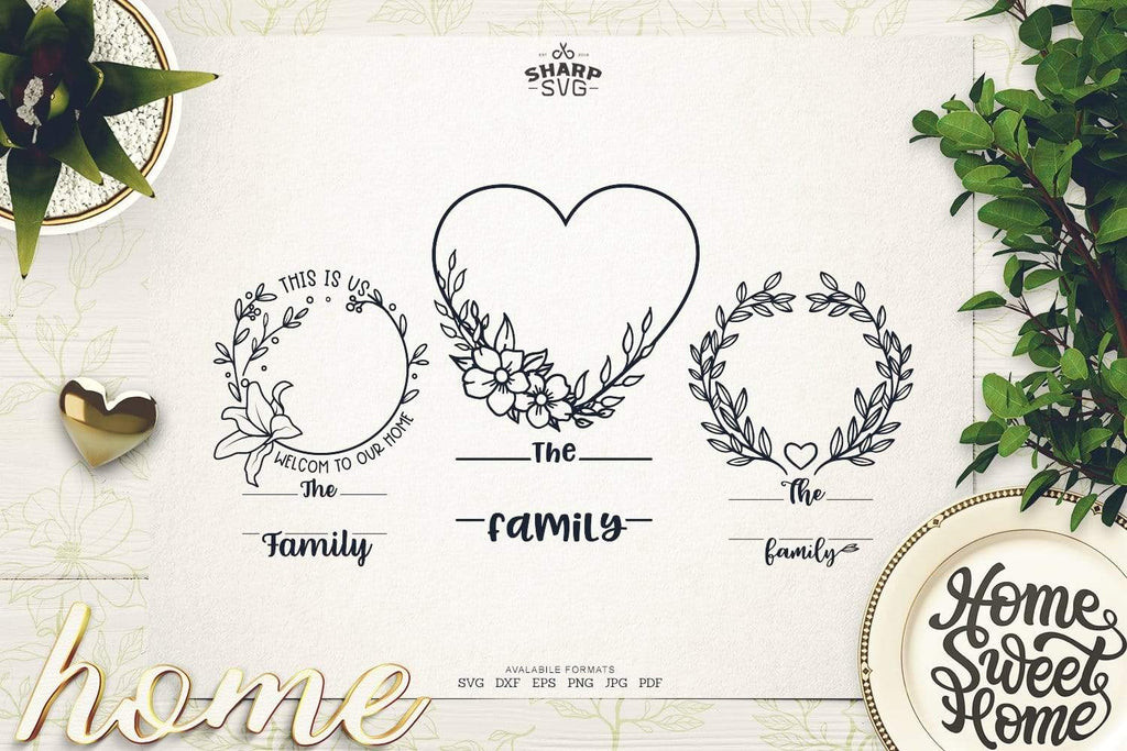 Family Monogram Wreath Svg Family Sign Svg Making Family Svg Files Sharpsvg