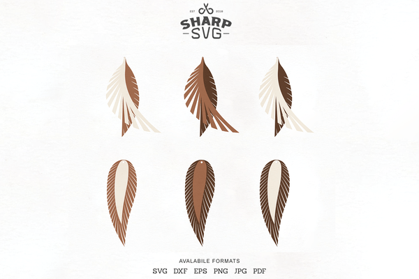 Download Feather Leather Earrings SVG 1 | Earrings Cutting Template ...