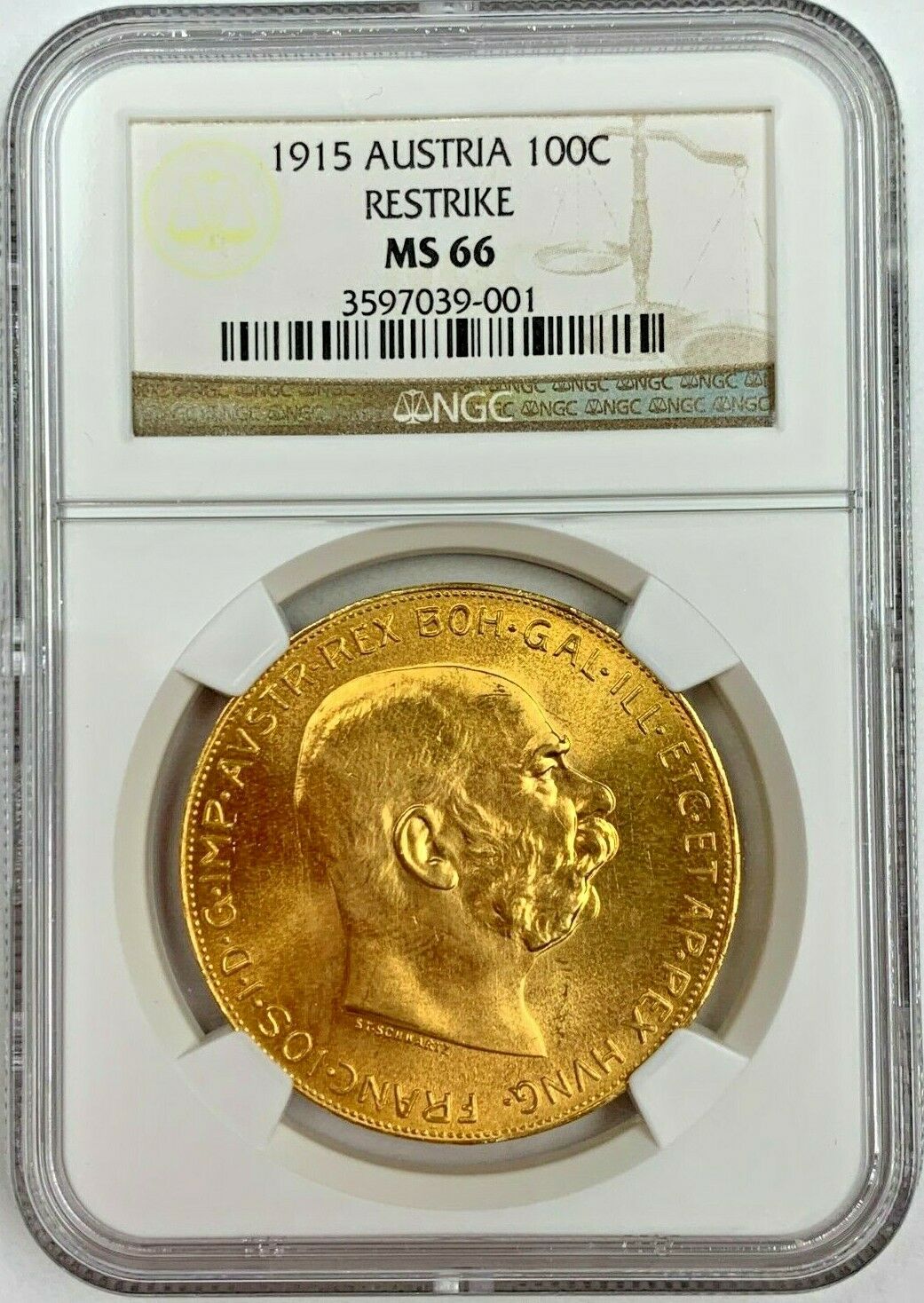 1915 Austria 1oz Gold Coin 100 Corona Franz Joseph I ...