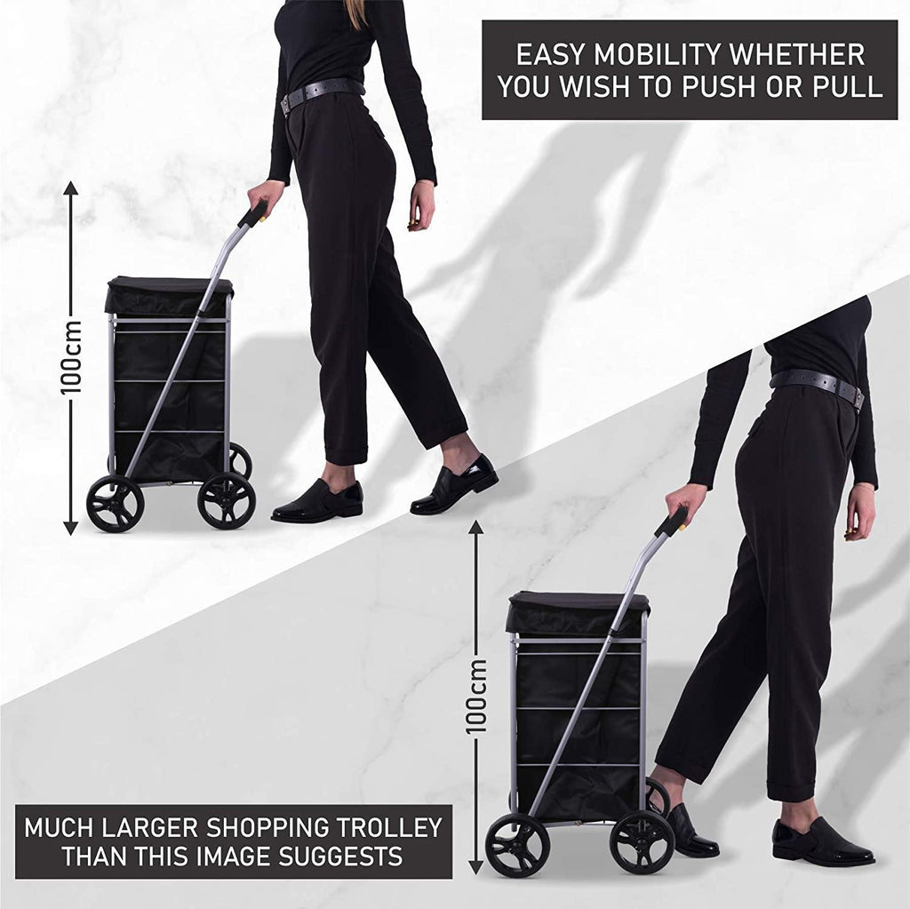Hoppa 4-Wheel Premium 2023 Model Folding Shopping Trolley – Packed UK