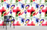 3D Colorful Watercolor Flowers Wall Mural Wallpaper 9