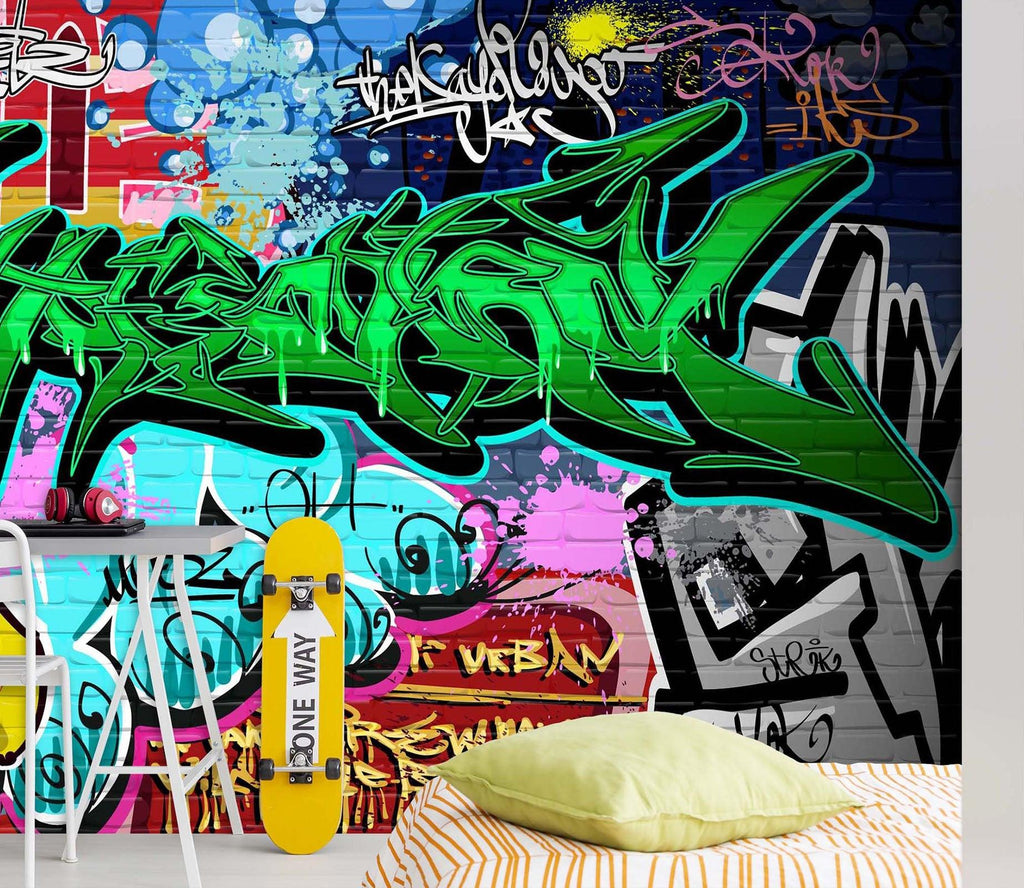 1) 3D graffiti wall painting 043 wall murals
