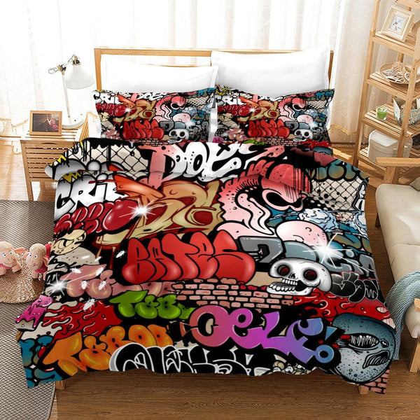 3d Street Graffiti Quilt Cover Set Bedding Set Pillowcases 210