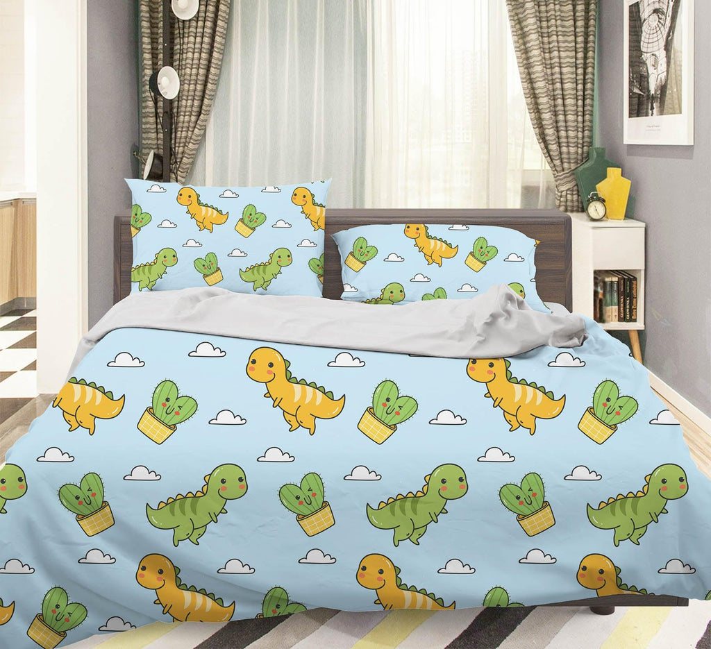 green dinosaur bedding