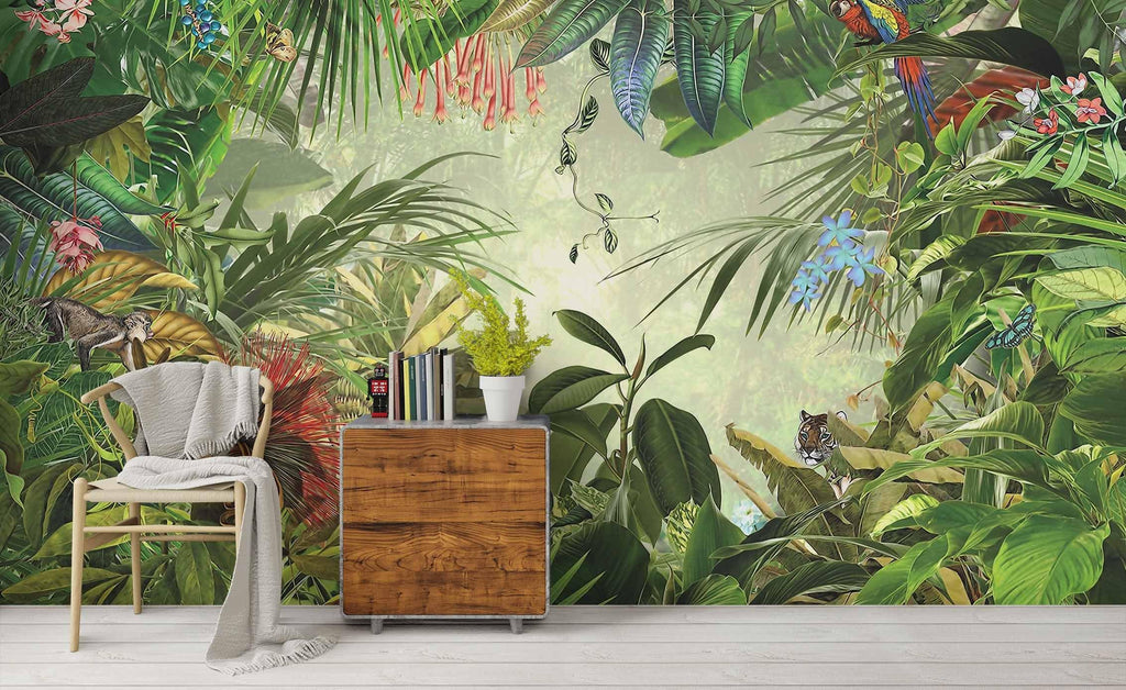 3d Watercolor Tropical Jungle Wall Mural Wallpaper 21 Jessartdecoration