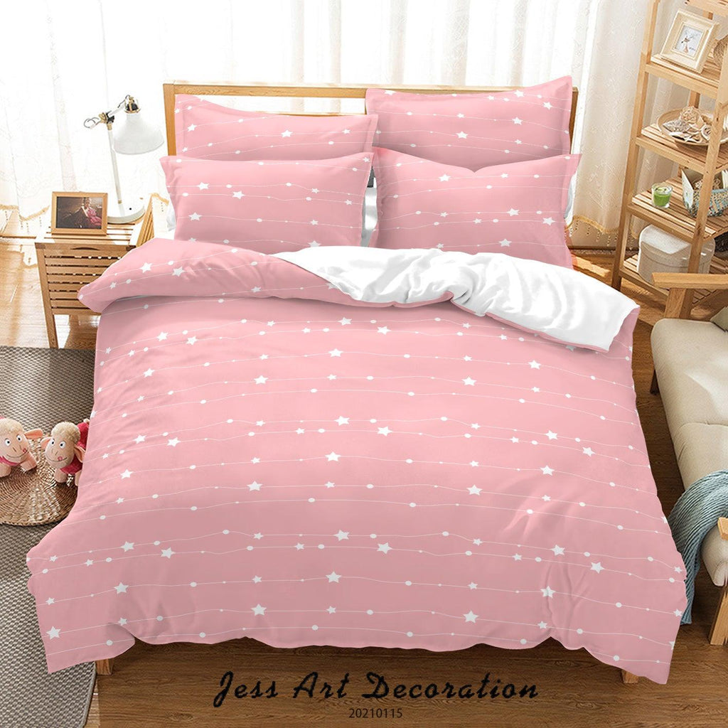 pink star single duvet cover