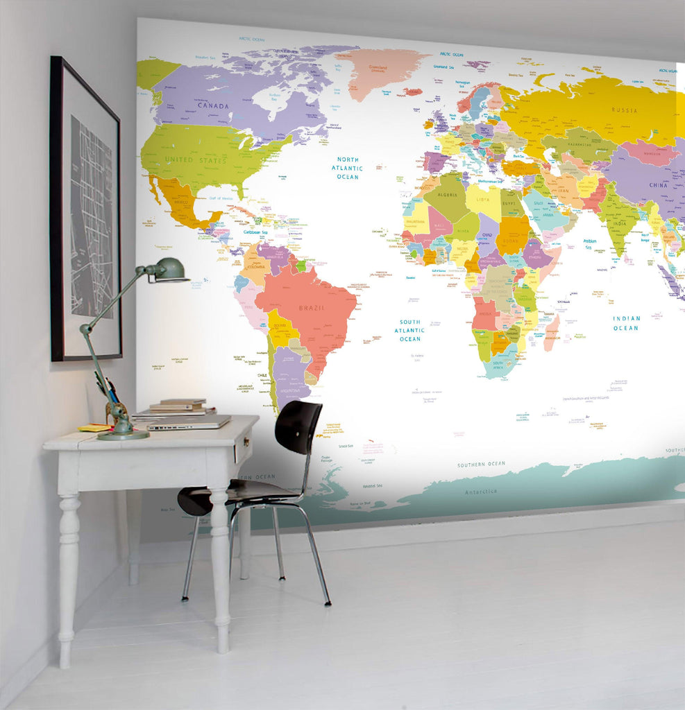 3d Colorful World Map Wall Mural Wallpaper 03 Jessartdecoration
