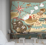3D Shark Octopus Wall Ship Mural Wallpaper 05 - Jessartdecoration