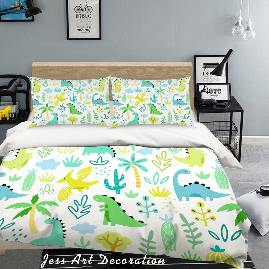 green dinosaur bedding