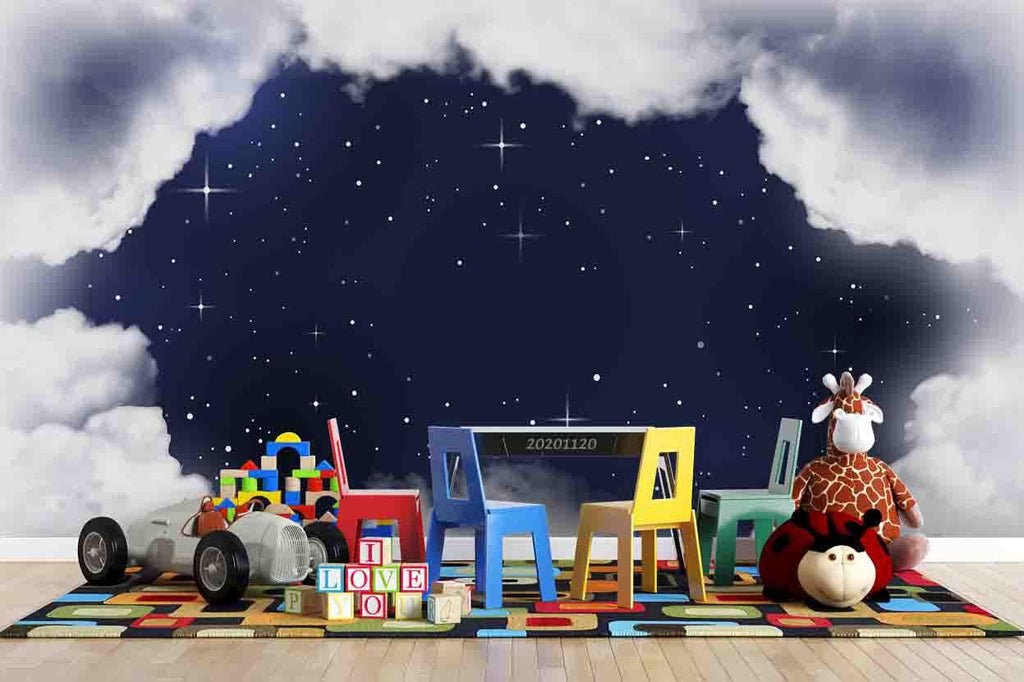 3d Cartoon Night Sky Star Cloud Dark Wall Mural Wallpaper Lxl Jessartdecoration