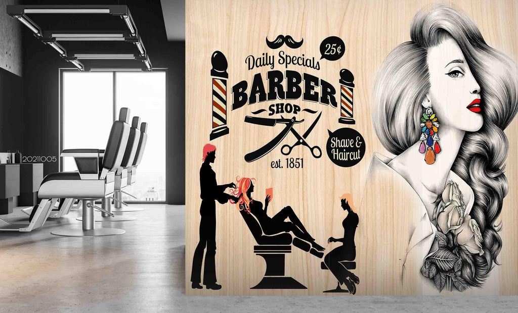 3D Hair Salon Background Wall Mural Wallpaper LQH 553