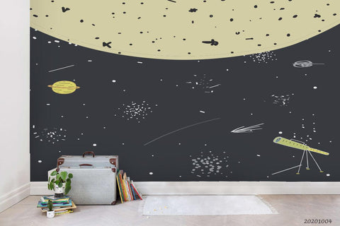 3D Cartoon Planet Astronaut Wall Mural WJ 1458 Jessartdecoration