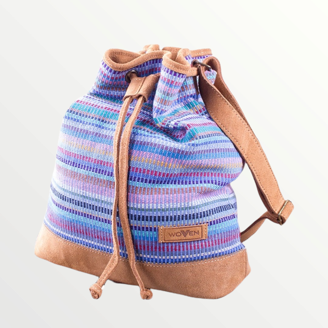 MUNIMUNI Aasha Top Yoga Mat Bag by Woven - Purple Recycle Pattern