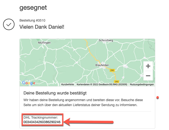 Gesegnet Shop Bestellung verfolgen / Trackingnummer