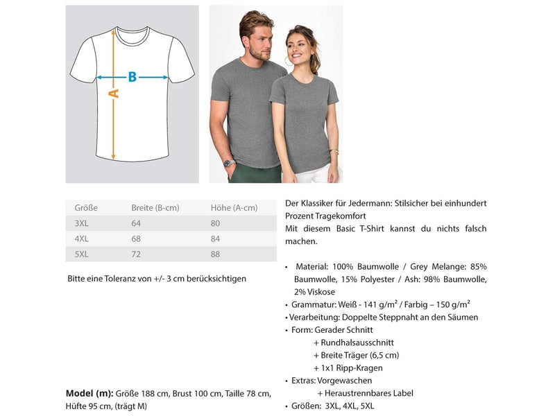 Unisex Übergrößen T-Shirt