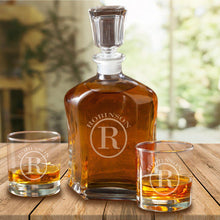Load image into Gallery viewer, Personalized Decanter Set with 2 Low ball Glasses