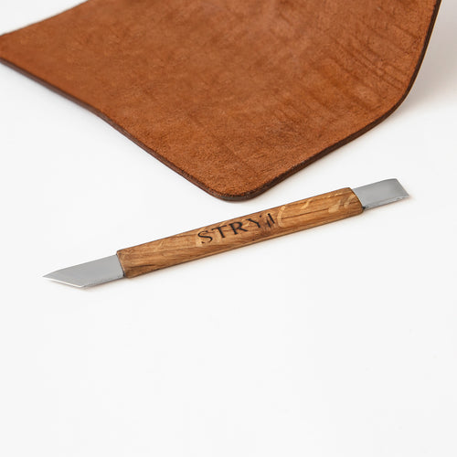 Rounded-bevel skiving knife for leather, STRYI Profi – Wood