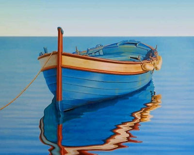 paint by numbers kit Blue Boat - Custom paint by number