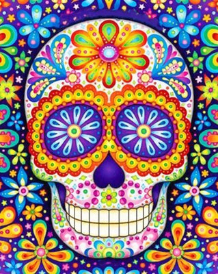 paint by numbers kit Colorful Skull - Custom paint by number