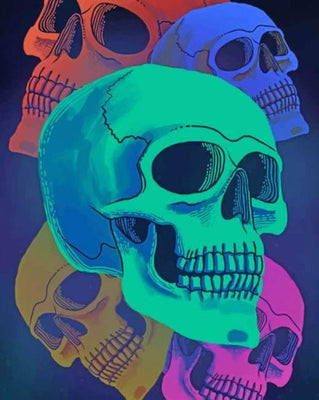 paint by numbers kit Colorful Skulls - Custom paint by number
