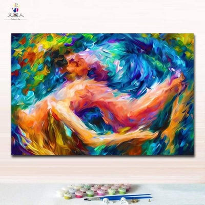 paint by numbers kit Colourful Lovers - Custom paint by number