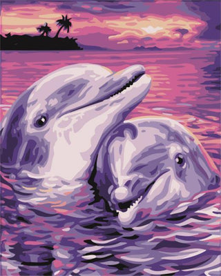 paint by numbers kit Dolphin Lovers - Custom paint by number