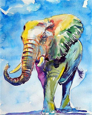 paint by numbers kit Elephant Colourful 3 - Custom paint by number