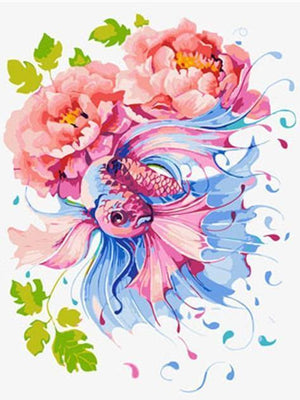 paint by numbers kit Fish With Flowers - Custom paint by number