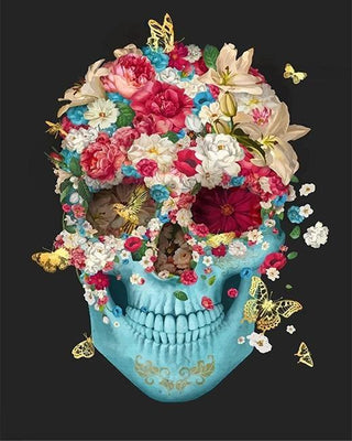 paint by numbers kit Flower Skull - Custom paint by number