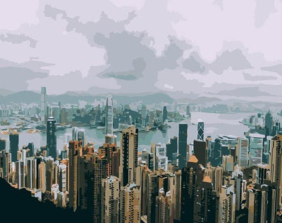 paint by numbers kit Hong Kong Skyline - Custom paint by number