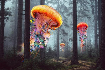 paint by numbers kit Jellyfish in Forest - Custom paint by number