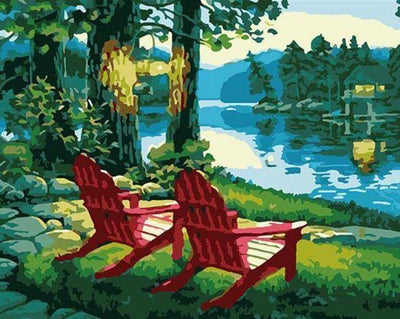 paint by numbers kit Lakeside Chair - Custom paint by number