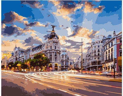 paint by numbers kit Main Street Madrid - Custom paint by number