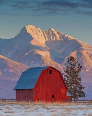 paint by numbers kit Montana Mountains And Barn - Custom paint by number