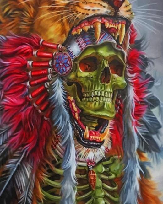 paint by numbers kit Native American Skull