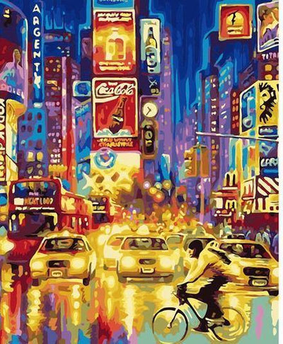 Paint by numbers for adults New York After Dark - Photography of Night Life  in Manhattan - Paint by numbers for adults - Paint by numbers